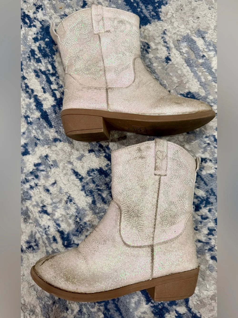 PAWZ Iridescent Pink Glitter Kids Western Boots